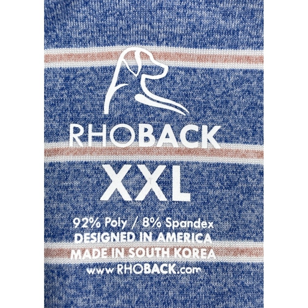 Rhoback Performance Golf Polo Shirt Men's XXL Blue Pink Striped - Picture 5 of 5